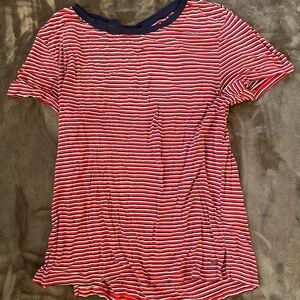 American Eagle Outfitters Red and Blue Striped Tee